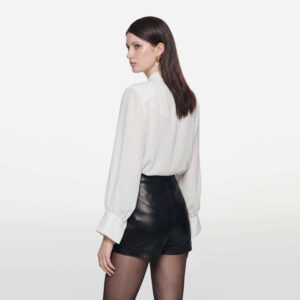 Alternative view of White Ruffled Tie-Neck Blouse