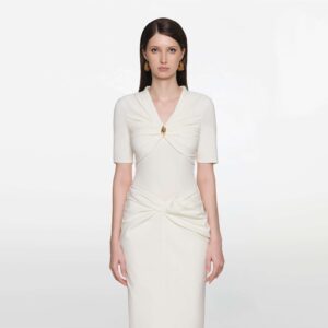 White Draped Ring-Detail Top