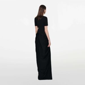 Alternative view of Black Draped V-Neck Midi Dress