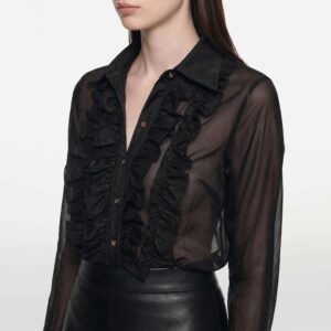 Alternative view of Black Shimmer Organza Ruffle Blouse