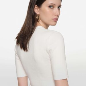 Alternative view of White Draped Ring-Detail Top