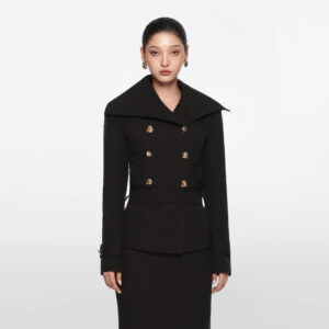 Black Khaki Convertible-Collar Jacket